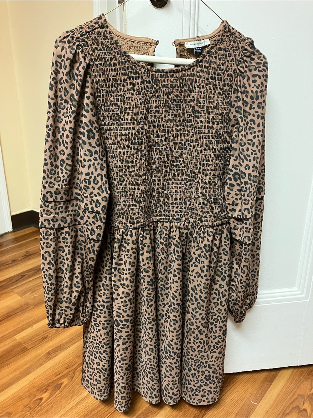 American Eagle Outfitters woman ' Leopard Print Smocked Dress - Brown & Black